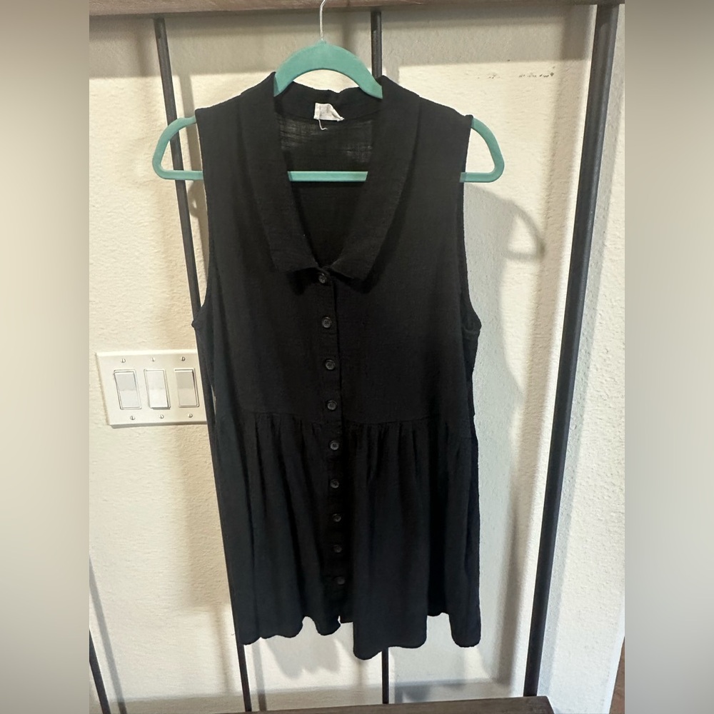 Cotton On Mini Black Sleeveless Button-Up Dress